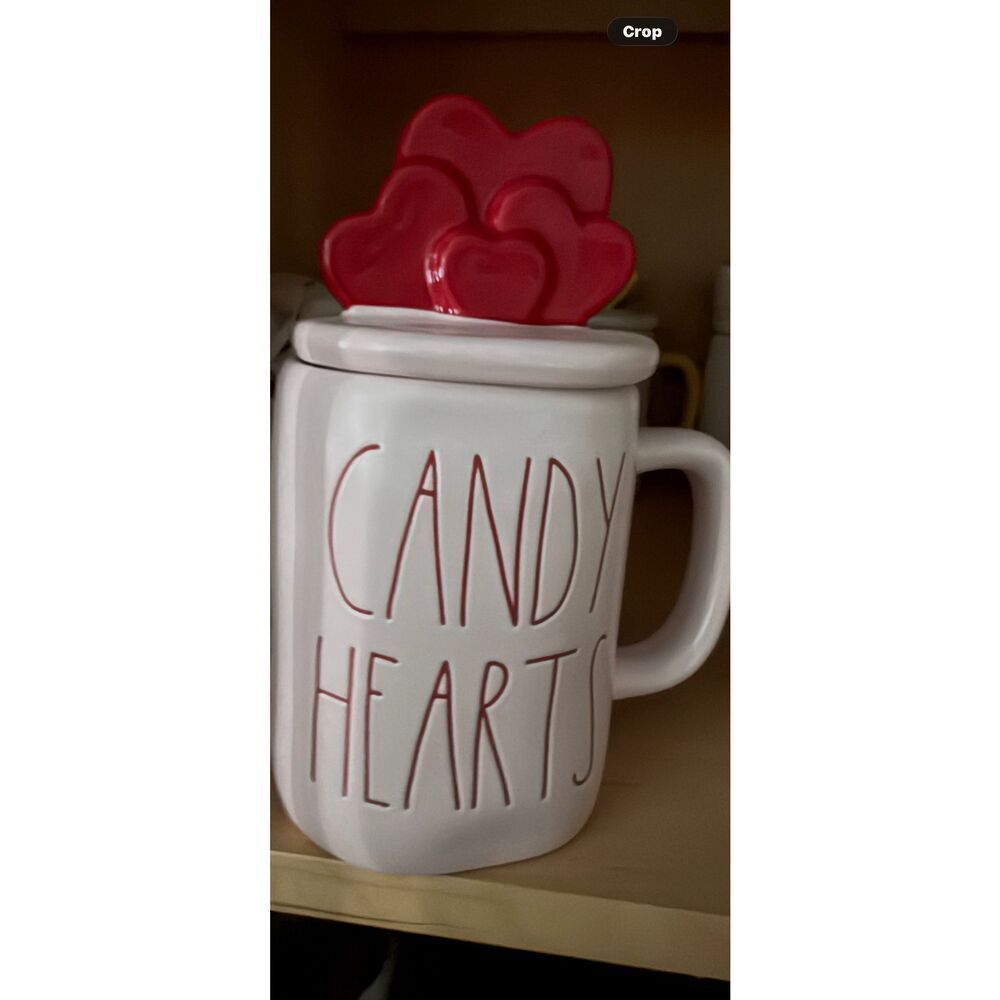 Rae Dunn CANDY HEARTS Mug with HEART Topper PINK - Ceramic - VALENTINE'S DAY
